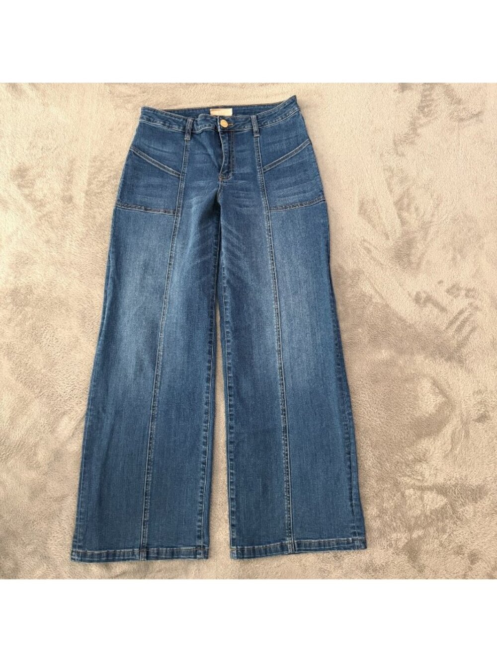 Kut From The Kloth Jean Wide Leg Jeans High Rise Womens 8 Seamed Full Length